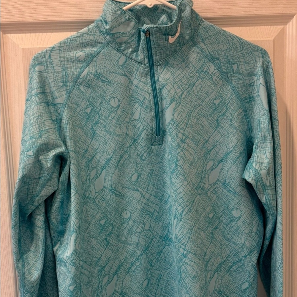 Nike Pro Combat Teal Patterned Quarter Zip XL